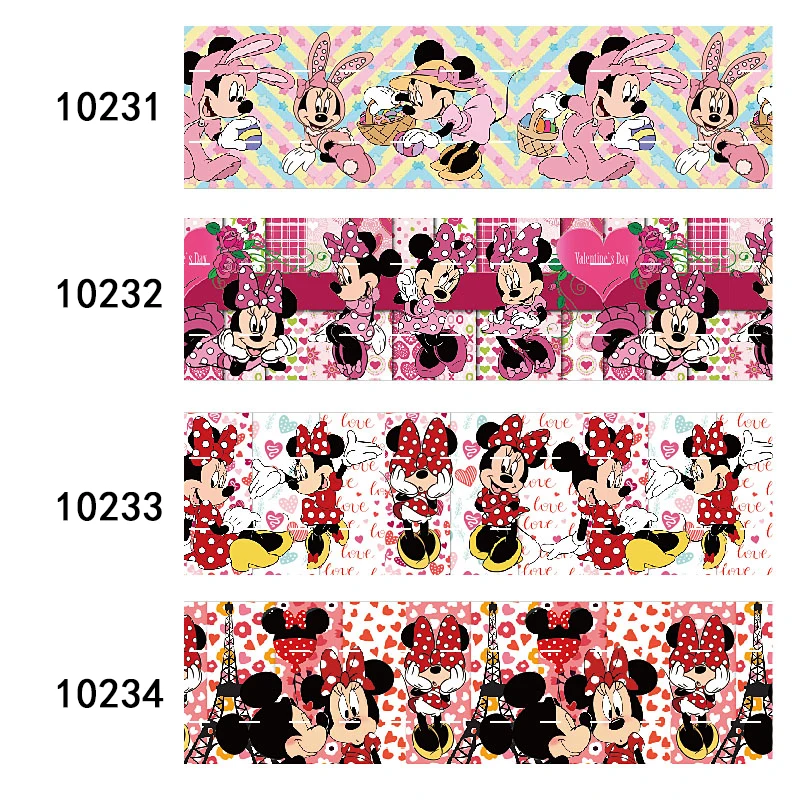 

Valentine's Day Printed Disney Minnie Mouse Cartoon Grosgrain Ribbon 50yards FOE for DIY Hair Bow Craft Supplies Materials