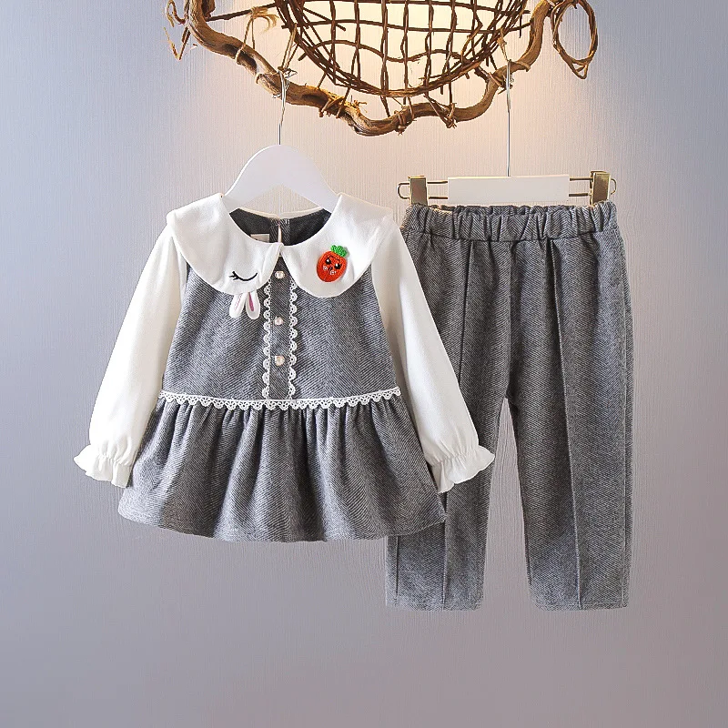 

Одежда для малышей платье для девочек + брюки 2 шт./компл. весенние топы с длинным рукавом и брюки для детей Одежда наряды Новое поступление Д...