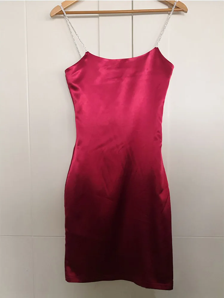 Женское атласное платье Articat однотонное облегающее мини-платье с квадратным