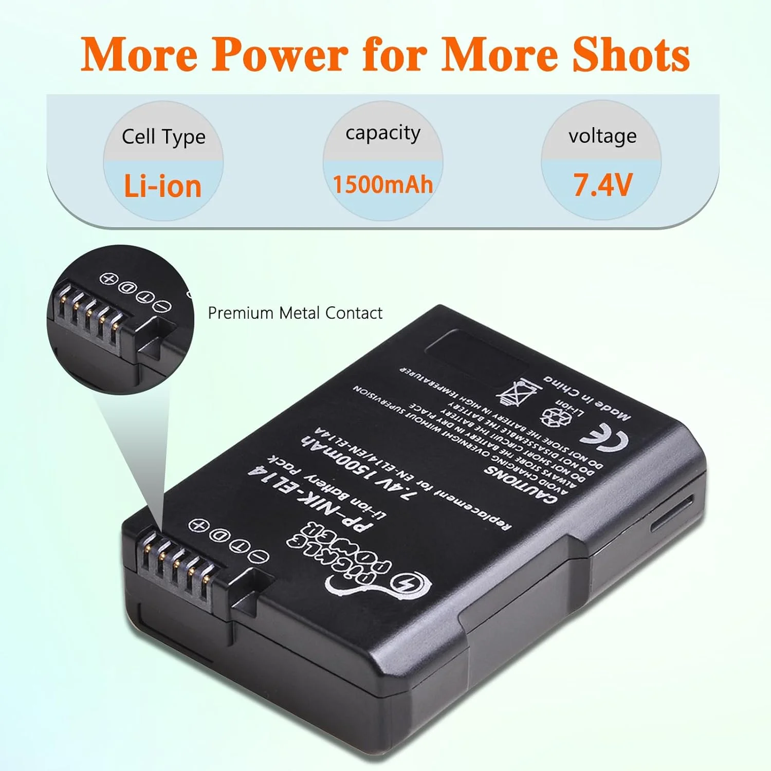 Аккумулятор Pickle Power EN-EL14 EN-EL14aдвойное зарядное устройство для камеры D3500 D3400 D3300 D3200 D3100 D5600 D5500 D5300 D5200 D5100 DF (art.: 3920d02629fcd) - 3920d02629fcd