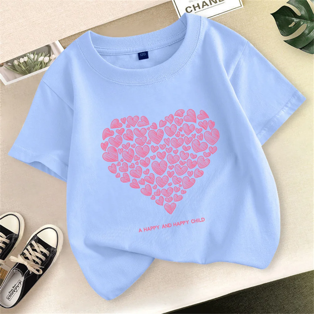 

Футболка с коротким рукавом для девочек детская футболка детская синяя креативная хлопковая нижняя рубашка с принтом модная свободная Кор...