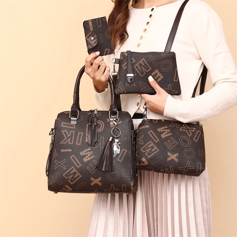 Набор женских сумок из 4 предметов 2024 брендовые сумки через плечо для женщин