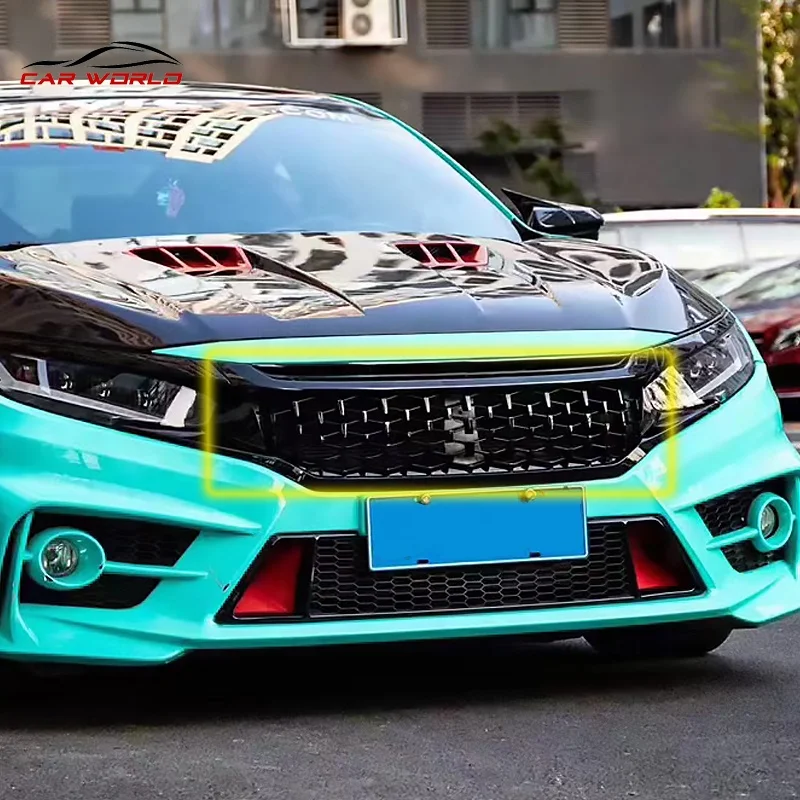 Автомобильная решетка для Honda Civic 2016-2019 Golssy черная переднего бампера АБС-пластик