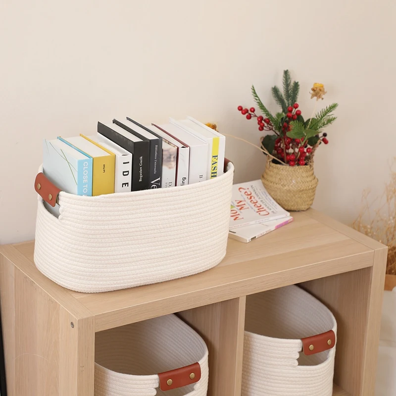 

Трос из хлопка, 3 тканых корзины для хранения, детские подгузники и органайзер для игрушек