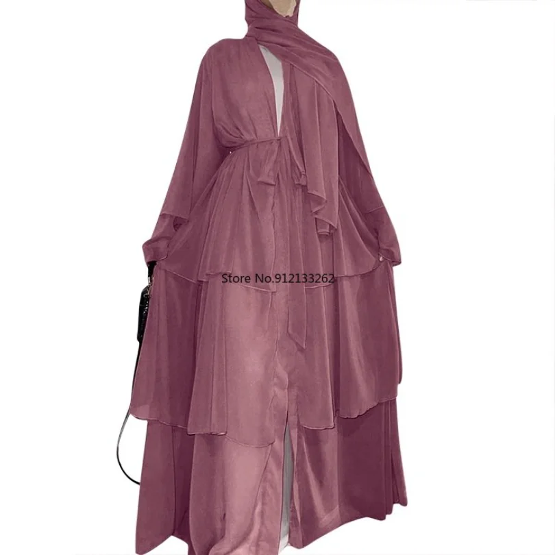 Abaya Dress Spring Summer Muslim Women Fashion Style Long Sleeve V-neck Polyester Long Abaya  Hijab Dress Muslim Dress Women