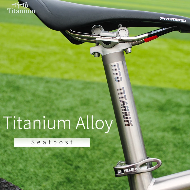 TiTo Titanium Alloy Bike Seatpost for MTB/Road Bicycle Seat Post 27.2/31.6mm*350mm Titanium Seat Tube Aluminum Head+Titanium Rod