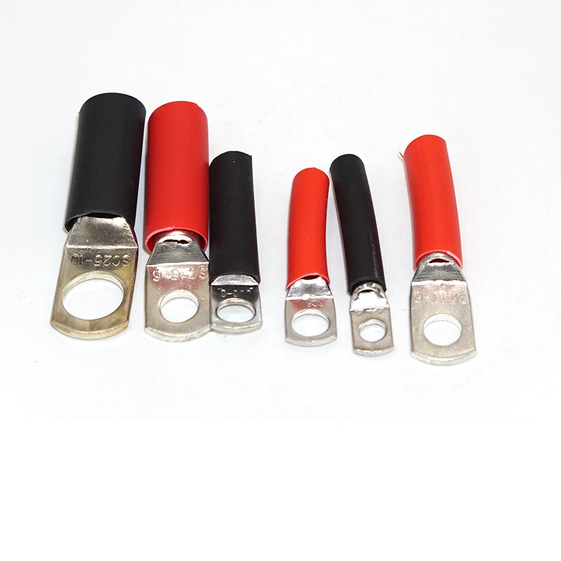 10/50PCS 4-25mm² Battery Ring Terminal Kit Bolt Hole Tinned Copper Cable Lugs SC25-8 SC25-6 with Dual Wall Heat Shrink Tubing - купить по