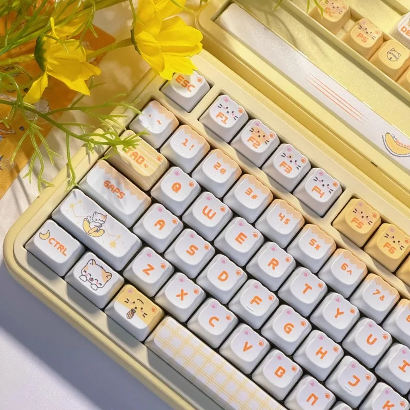 Банановый Кот тема Keycap 130Key PBT пользовательская милая девушка