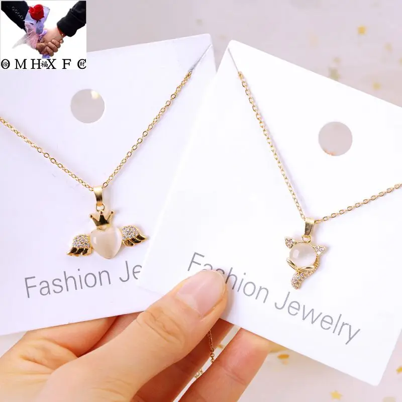 

OMHXFC оптовая продажа NL294 Европейская мода изысканная женская вечерние день рождения свадебный подарок лиса Тигр кролик AAAZircon 24KT Золотое ожер...