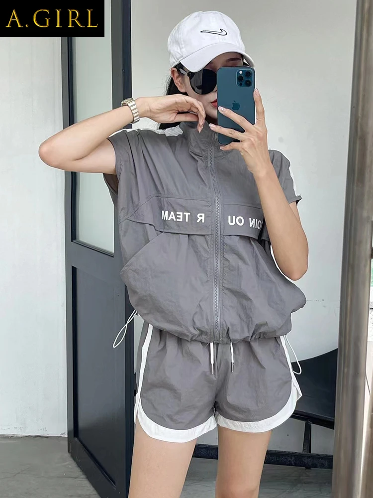

Two Piece Set For WomenCasual Sports Suit Women Thin 2023 Summer New Fashion Letters Short-Sleeved Tops Shorts Two Piece Set Wom