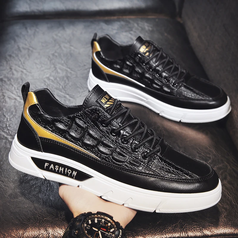

New Luxury Fashion Men Shoes Outdoor Spring Casual Shoes for Youth Anti-Slip Best Selling Soft Sole Pu Leather Sneakers Men
