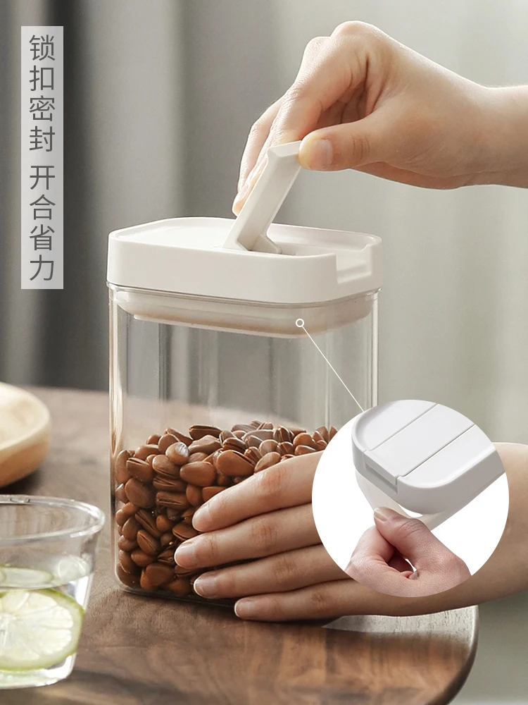 

Transparent Sealed Storage Jar Rice Cereal Eco Friendly Spice Beans Snacks Storage Jar Plastic Frascos Kitchen Canisters 50
