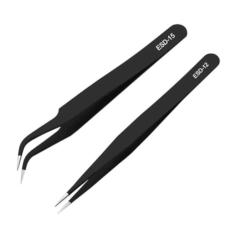 

Nails Art Stainless Steel Curved Straight Black Tweezer for 3D Sticker Rhinestones Nipper Picking manicure Tool Sequins Bead 1PC