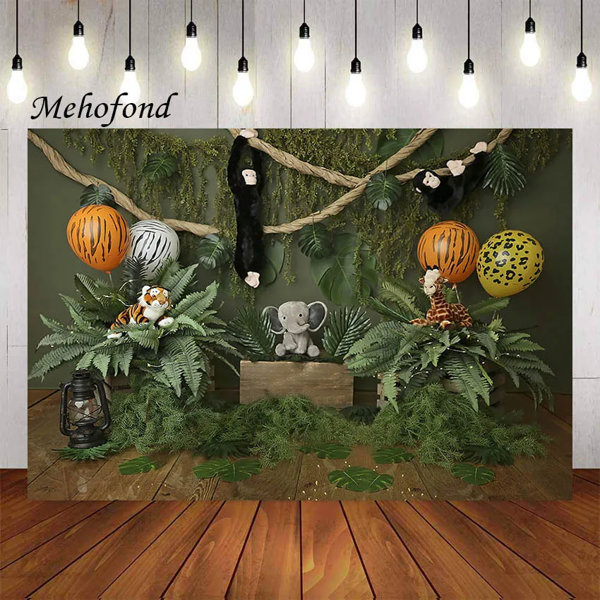 

Фон для фотосъемки Mehofond сафари лес джунгли Животные Мальчик 1-й день рождения торт разбивать декоративный фон фото студия реквизит