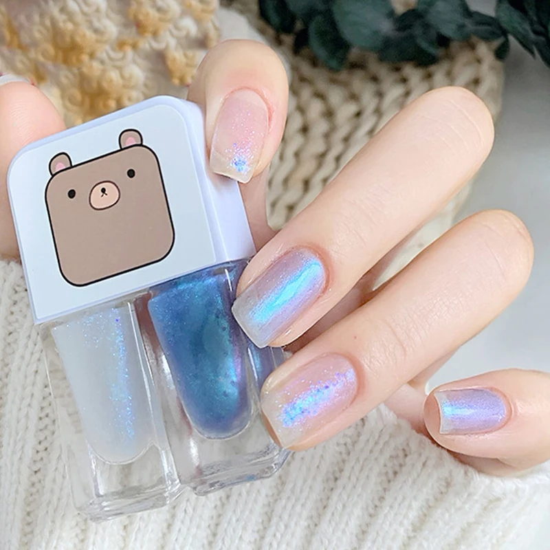 

Nail Polish Set Two-Color Combination Sequins Matte Nail Polish Fast Drying Durable Long Lasting Non-Peelable White Red 4Ml