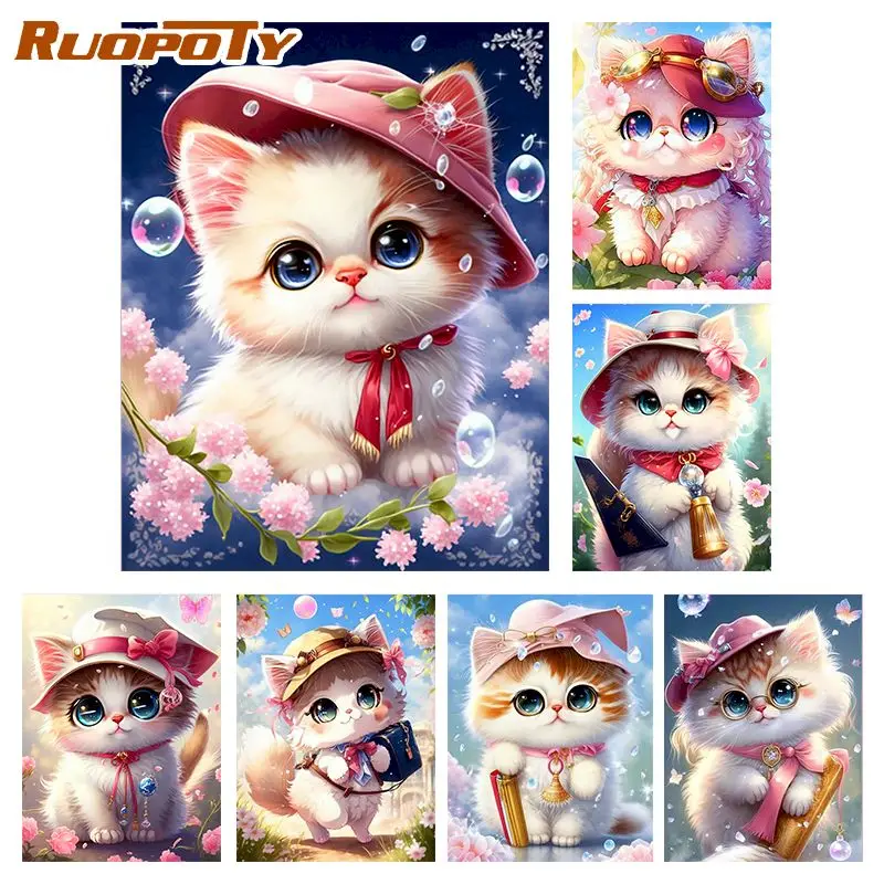 

RUOPOTY 5D DIY Diamond Painting Animal Cat Cross Stitch Diamond Embroidery Full Square Mosaic Kits Kid Home Decor