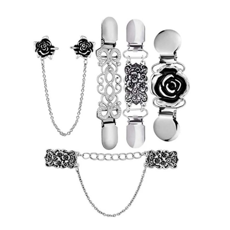 

5 Styles Sweater Shawl Clips Set Vintage Cardigan Collar Clips Dresses Clips Set