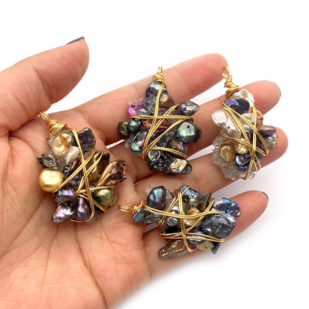 

Exquisite Colored Pearl Irregular Pendant 21-45mm Wire Wrap Charm Fashion Jewelry Maker DIY Necklace Earring Bracelet Accessory