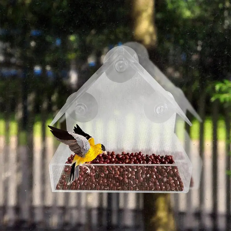 

Window Bird Feeder Strong Suction Bird Acrylic Bird House For Bird Lovers House Window Bird Feeder For Outside Auto Capture