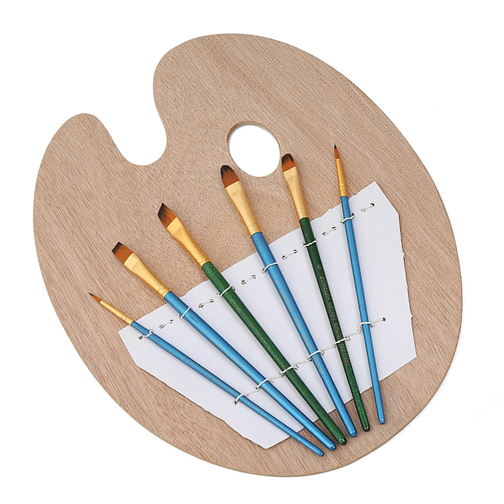 

Wooden Palette Paintbrush Set Watercolor Oil Paint Palette Tray With Thumb Hole For Students Painter Artist Art Supplies