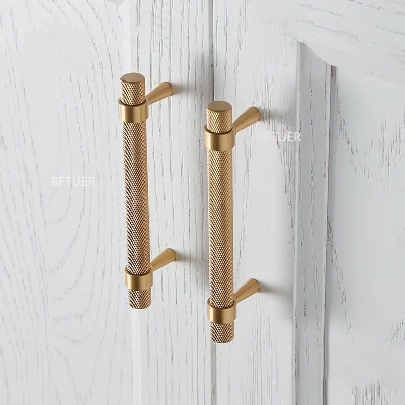 

T Bar Brass Cabinet Hardware kitchen handles Gold Knurled/Textured and knobs Cabinet Handles Drawer Pulls Bedroom Knobs