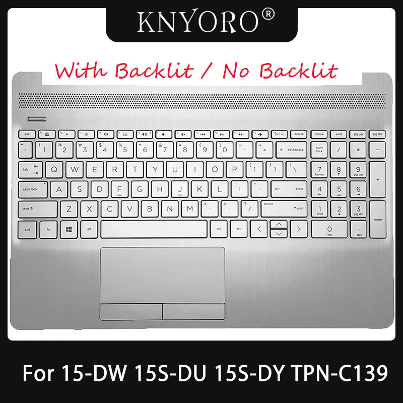 Laptop US Keyboard For HP 15-DW 15S-DU 15S-DY TPN-C139 Palmrest Cover With Keyboard Touchpad Silver Shell L52023-001 L52022-001