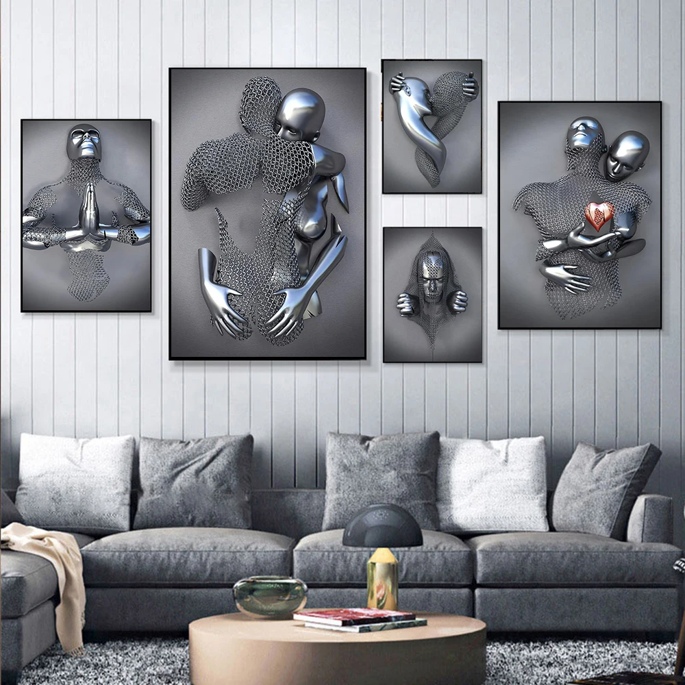 

Metal Robot Abstract Art Sculpture Canvas Poster Exquisite Light Luxury Erotic Wall Decor Painting Prints Home Decoration Murals