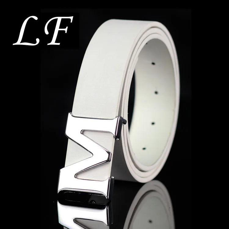 

New Shelves , Unisex Pants Belt , Fashion Solid Color Women Metal Belts . Thin Man / Women M Letter Belt