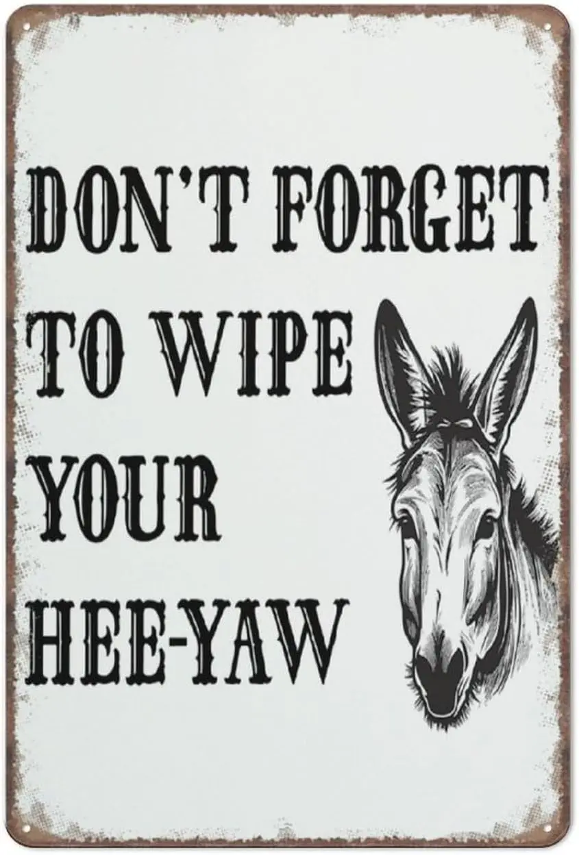 Забавный знак Забавные знаки Не забывайте протирание Your Hee Haw Осел Знак для ванной