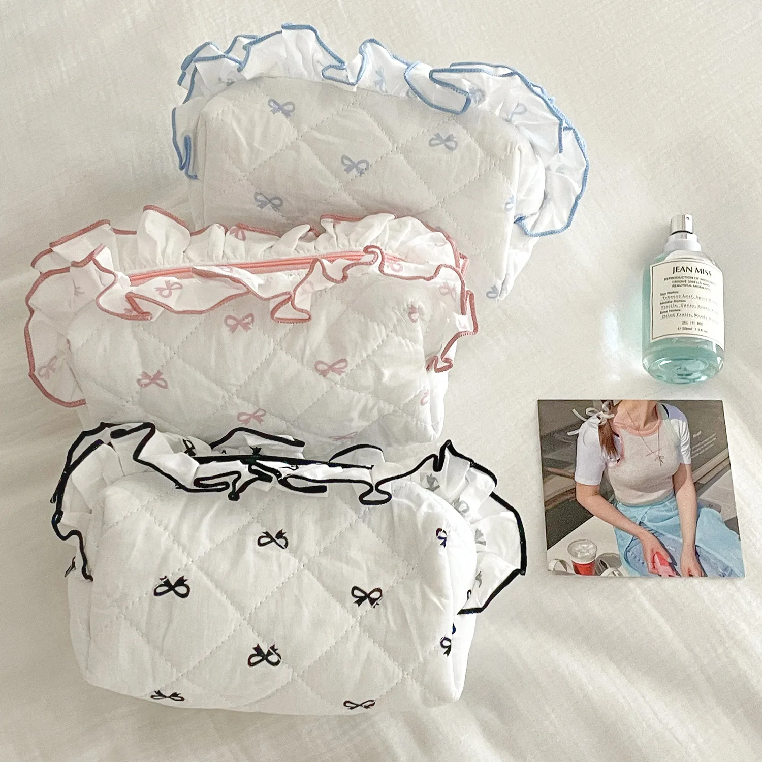 Милая хлопковая косметичка в корейском стиле с лентой и клатчем для женщин