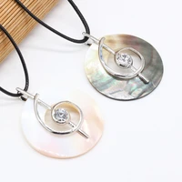 natural freshwater shell black white shell alloy round musical note pendant necklace fashion jewelry gift mother of pearl shells