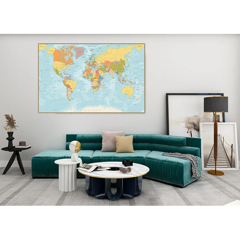 

Vinyl Photography Backdrops Props Physical Map of The World Vintage Wall Poster Home School Decoration Baby Background DT-58