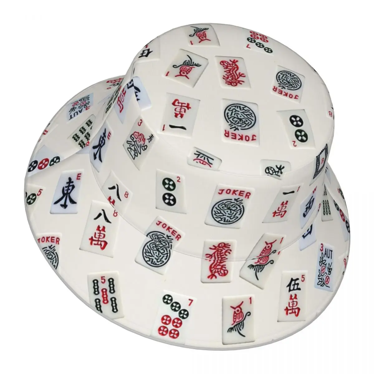 Mahjong Game Tiles Design reflective Bucket Hat Men Women Bucket Hat Outdoor Sunscreen Beach Hat Sun Hiking Fishing Cap