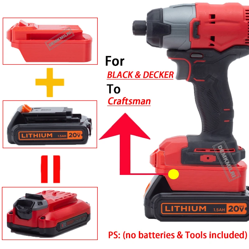 Adapter For Black&Decker 20V Max Li-ion Battery to Craftsman 20V Li-ion Battery Electric Drill  Angle Grinder Accessories Tool