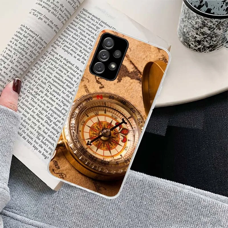 Чехол для телефона с компасом и картой мира Samsung Galaxy S9 S10 Plus S10E S20FE A71 A51 A21S