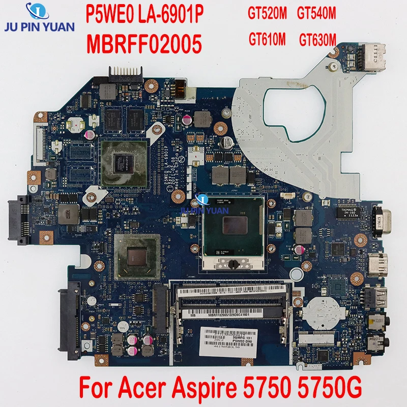 Материнская плата для ноутбука Acer Aspire 5750 5750G P5WE0, с GT520M GT540M GT610M GT630M 1 ГБ GPU HM65 DDR3 MBRFF02005 Материнская плата для ноутбука Acer Aspire 5750 5750G P5WE0, с GT520M GT540M GT610M GT630M 1 ГБ GPU HM65 DDR3 MBRFF02005