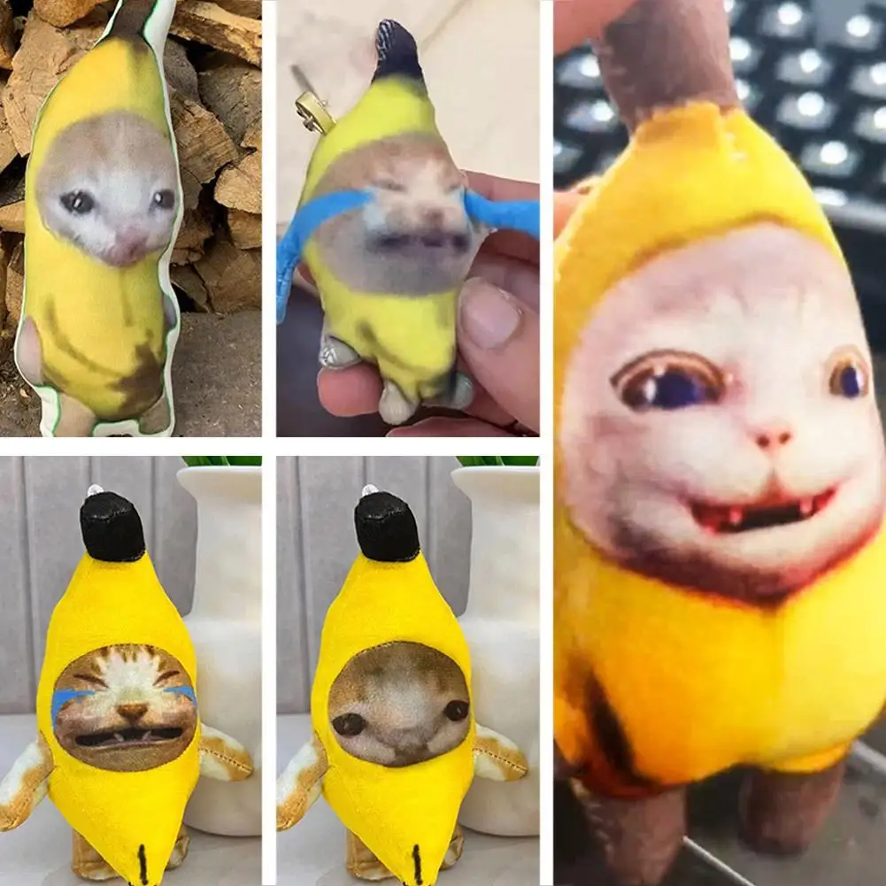 

Crying Banana Cat Plush Pendant Key Chain Cute Funny Keychain Car Bag Doll Backpack Pendant Keyring Accessories Gifts 2023 New