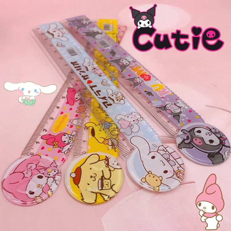 

Kawaii Sanrio Hello Kitty Ruler Cartoon My Melody Kuromi Cute Anime Stationery Office School Student Supplies Child Gift