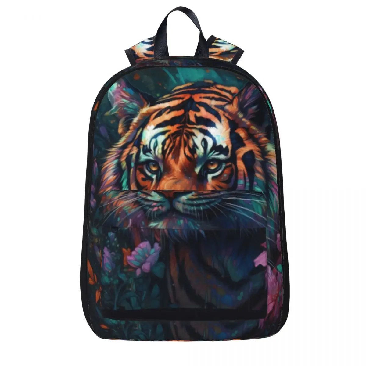 

Tiger Backpack Colorful Painting Neon Youth Polyester Cycling Backpacks Print Cool School Bags Rucksack