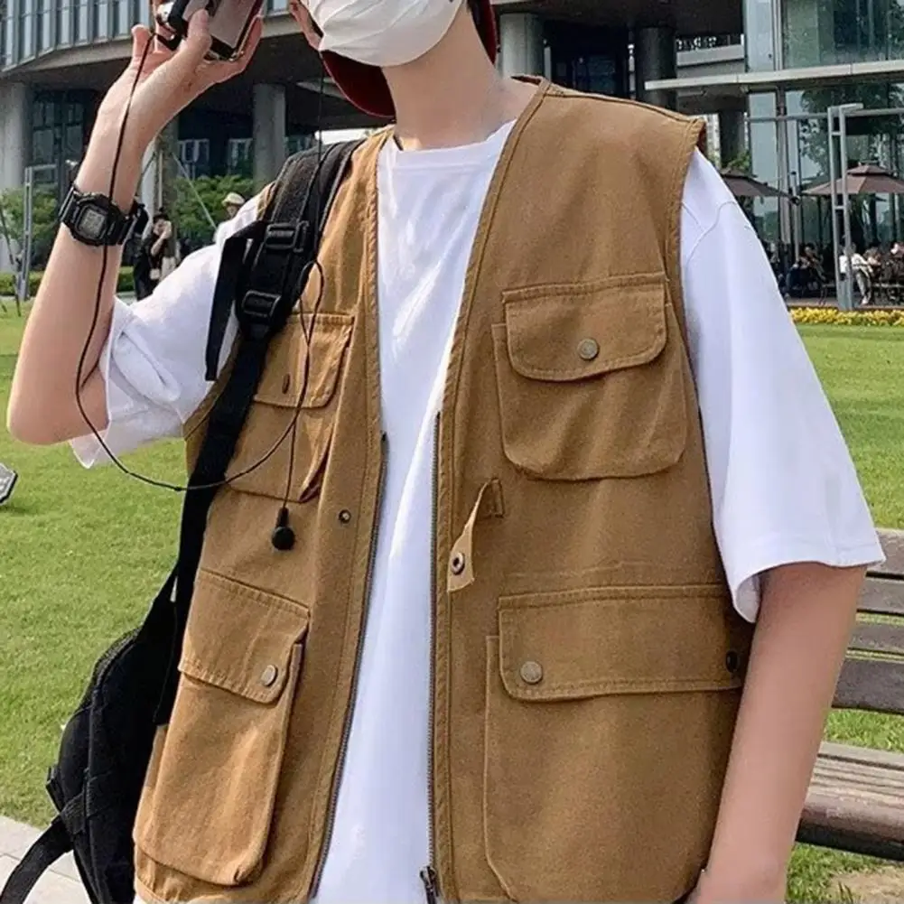 

Trendy Men Vest Coat Sleeveless Comfortable Outdoor Sport Male Waistcoat Coat Soft Fabric Male Waistcoat for Work