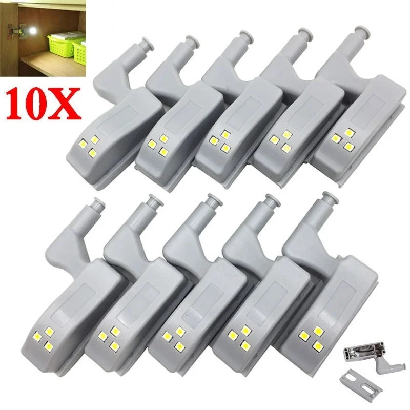 

10pcs LED Inner Hinge Lamp Under Cabinet Lights Universal Wardrobe Cupboard Sensor Lights for Bedroom Kitchen Closet Night Lamp