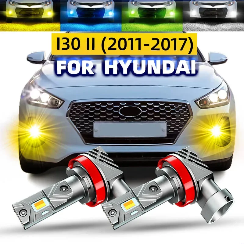 

2xАвтомобильные светодиодные передние противотуманные фары, двухцветные, с переключением, белый, желтый, для Hyundai i30 2 CW GD Coupe 2011 2012 2013 2015 2016 2017