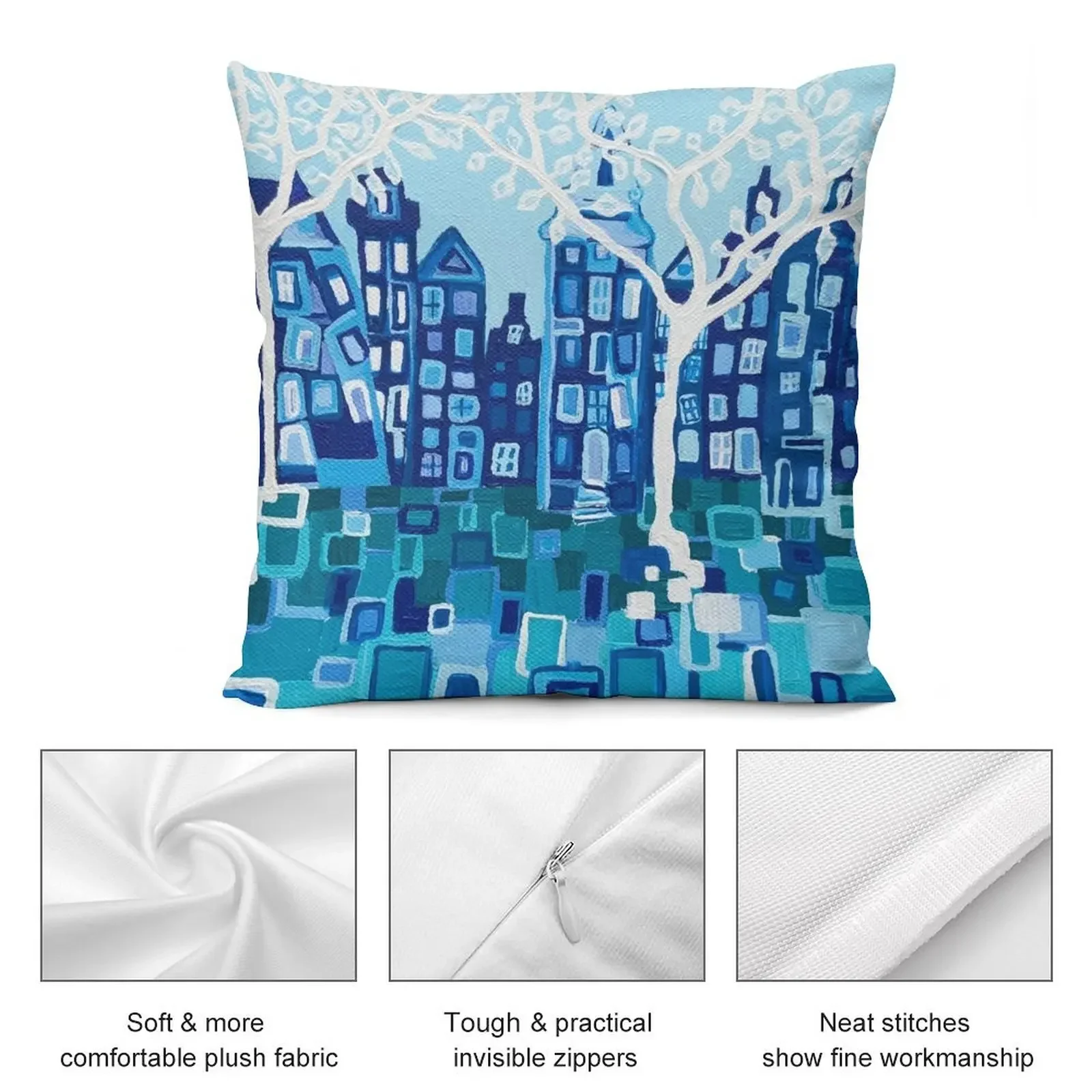Полиэстеровый чехол для подушки Амстердам: угол обрывных улиц