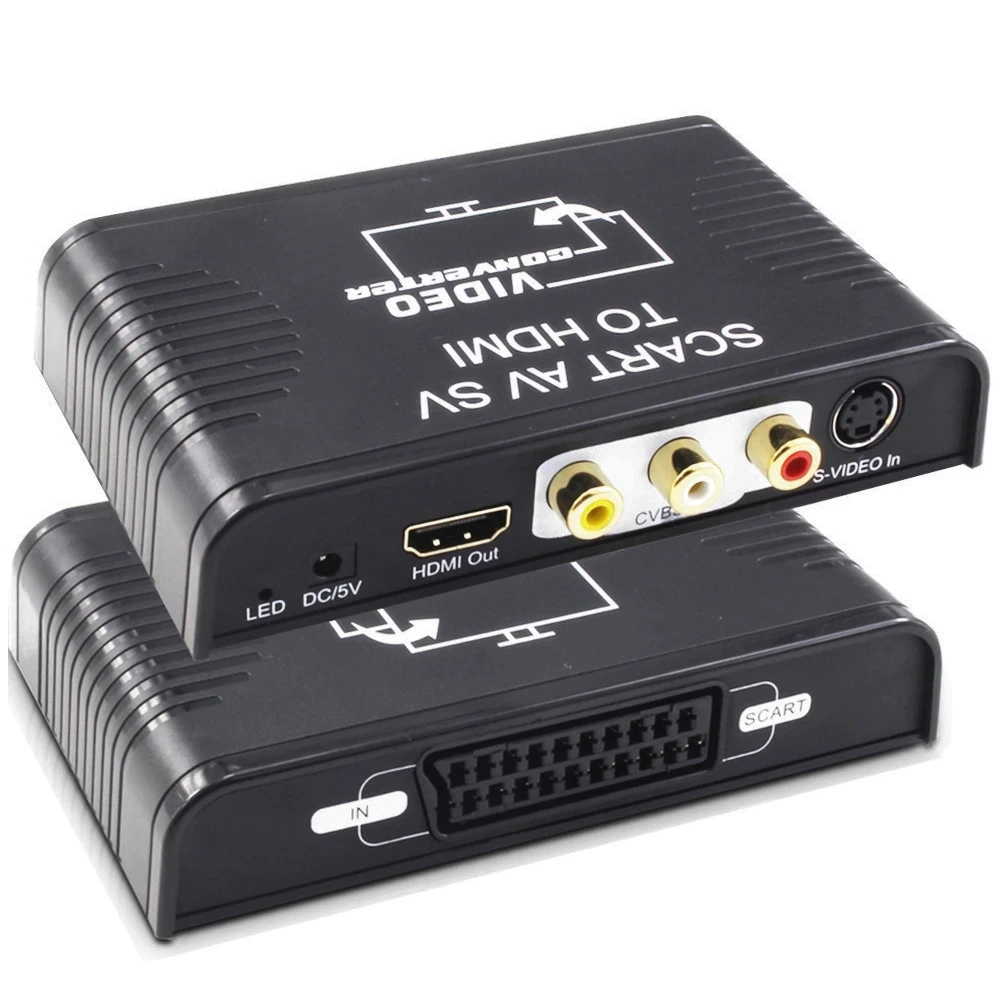 

S-Video AV Scart to HDMI Converter 3 in1 S-video composite AV Scart to HDMI S-video+RCA+Scart to HDMI for STB DVD Player HDTV
