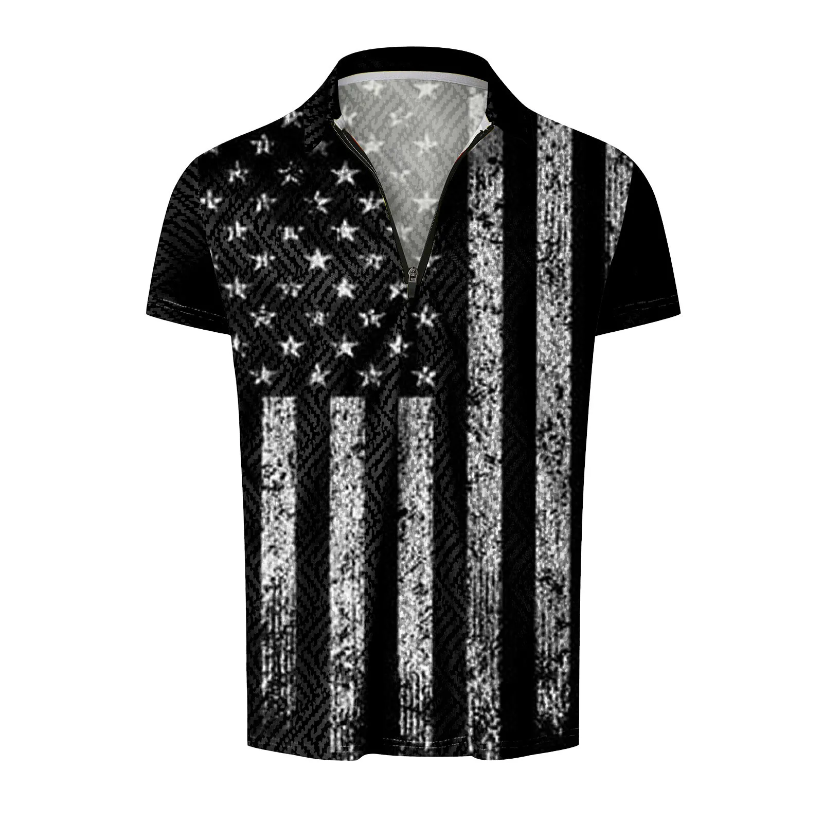 Men 4th Of July 2 Piece Suit Stripe Print Polo Shirt Breathable Shorts Male Set Ropa Hombre Streetwear Dailywear Conjuntos
