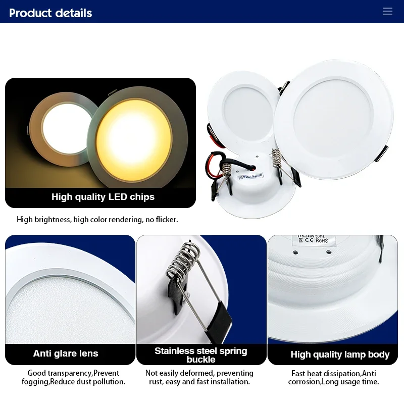 10 шт. светодиодный потолочный светильник встраиваемый прожектор 220 В 3 Вт 5 7 9 12 15