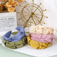fashion hair accessories wrinkled headband women candy solid color wide brim knotted face wash hairband headbands girl