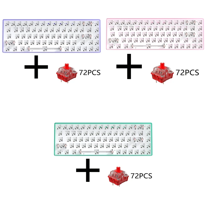 

TESTER68 Customized Mechanical Keyboard+Red Axis Kit Hot Swap Kit 2.4G Dual Mode Bluetooth Wireless Keyboard