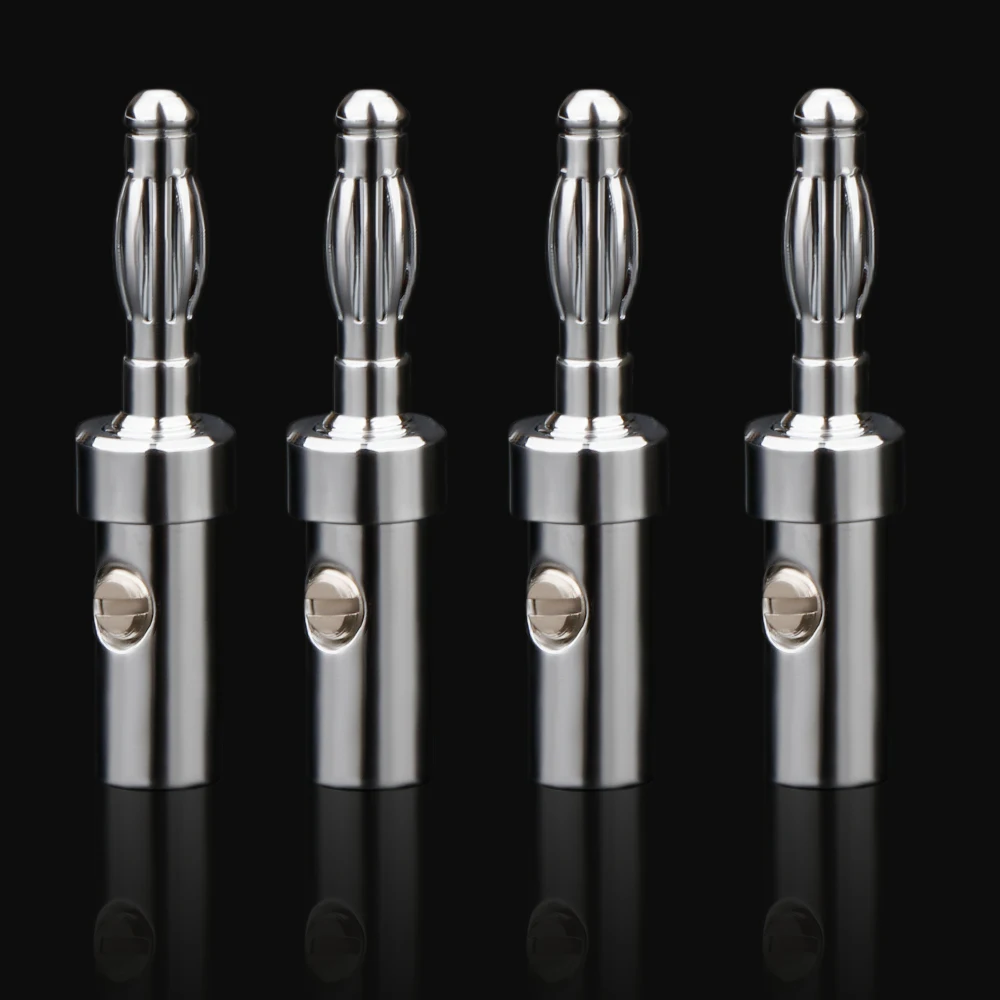 

BA1429 4pcs Hifi Audio Rhodium Plating Banana Plug Speaker Cable Connector Jack Loudspeaker Cable Adapter