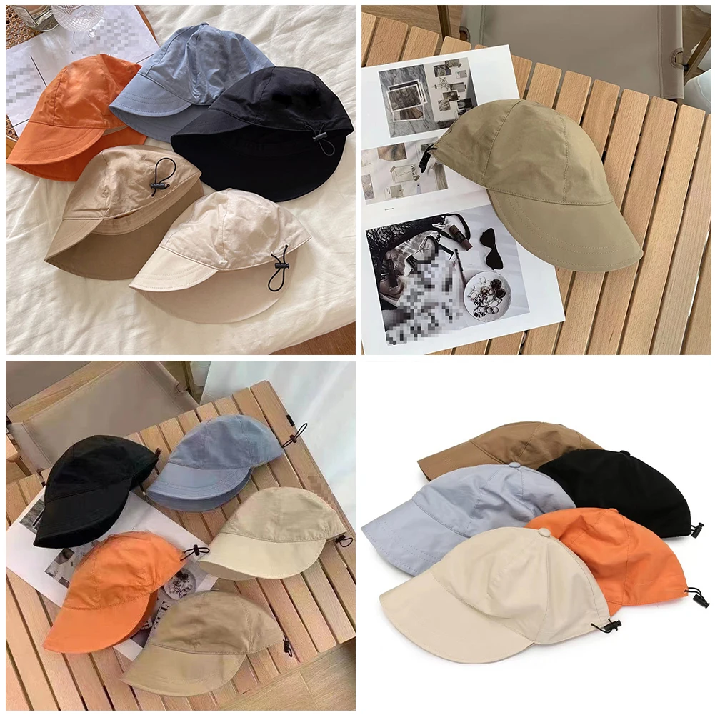 

Sun Hat Foldable Wide Brim Drawstring Adjustable Caps For Men Women Beach Hats Summer Quick-drying Visors Fisherman Cap Unisex